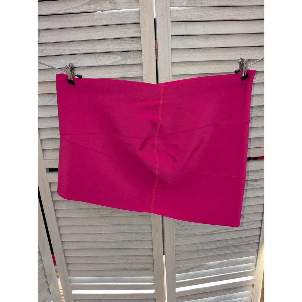 Skims‎ Hot Pink Bandage Swim Mini Skirt Bodycon Crossover Stretchy Ribbed Pink